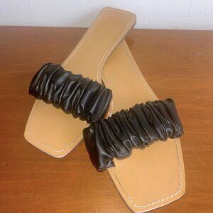 Black Leather Slide Sandal